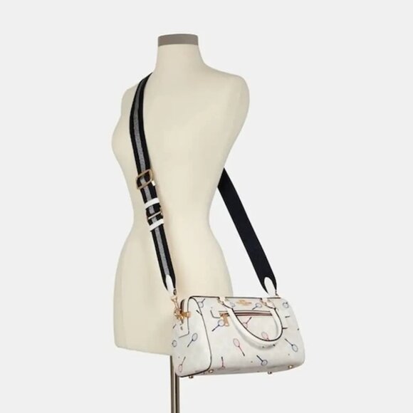 Coach C8285 Rowan Satchel In Signature Canvas With Racquet Print In Chalk Multi - Picture 1 of 10